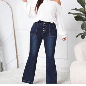 SHEIN Dark Indigo Flare Jeans
